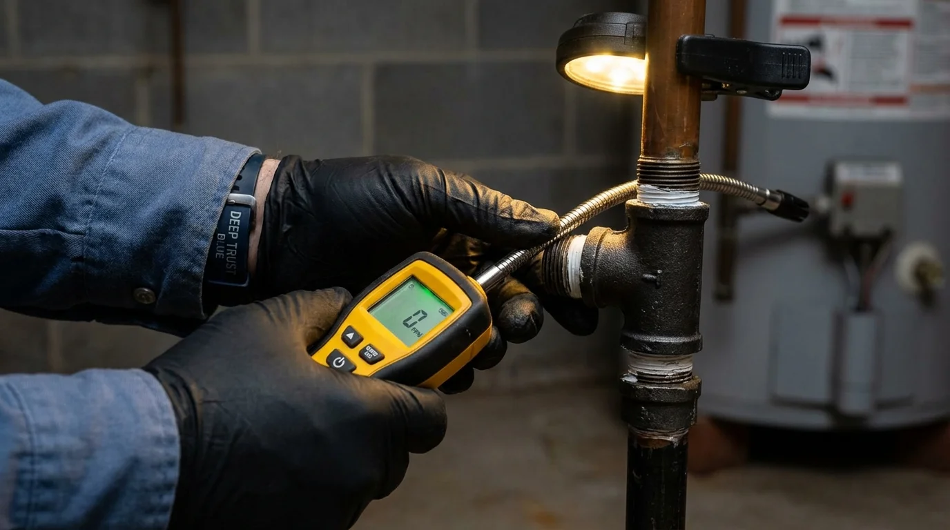 Gas leak detection with electronic sniffer by Johns Plumbing LLC in Appleton City