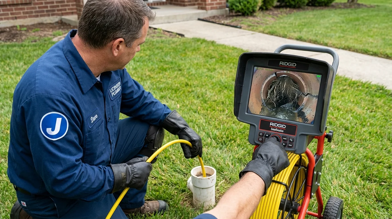 Sewer camera inspection being performed by Johns Plumbing LLC in Appleton City