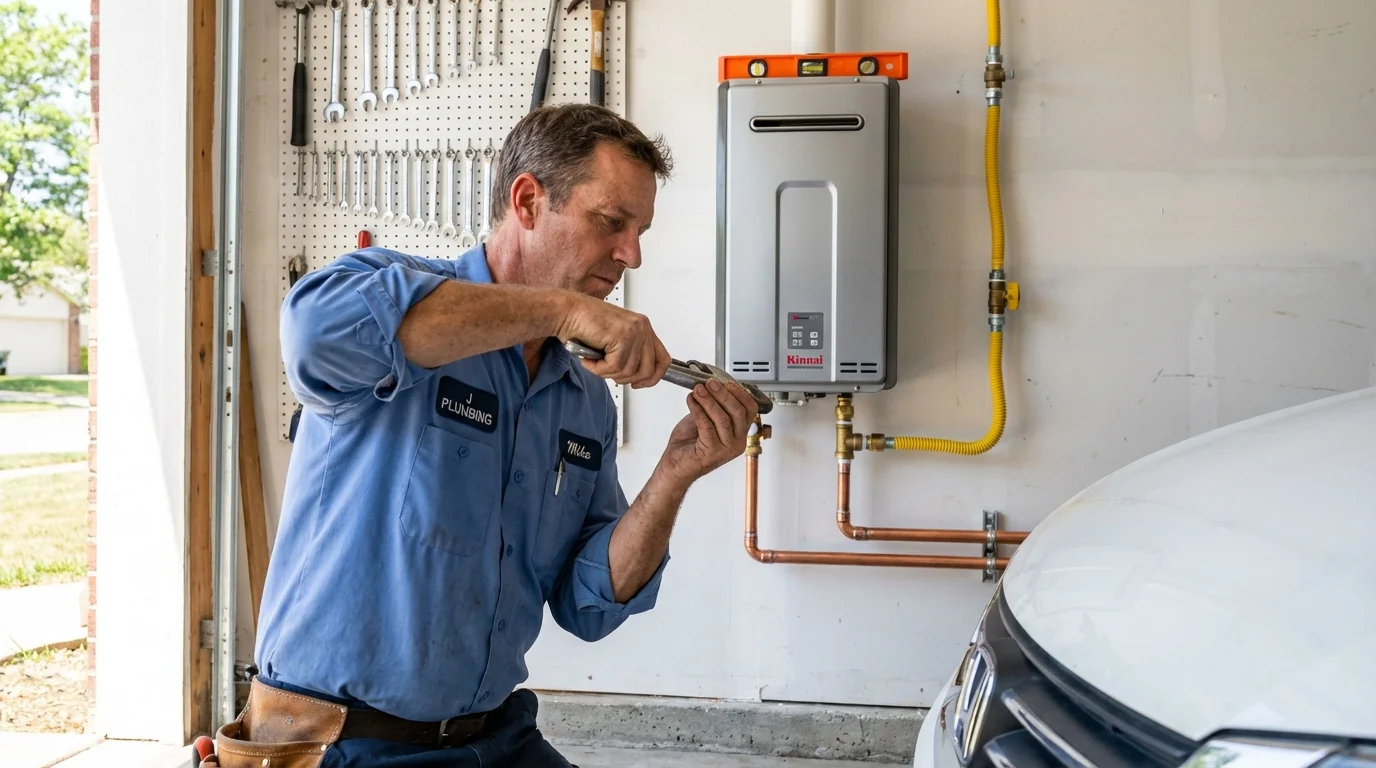 Tankless water heater installation by a Johns Plumbing LLC plumber in Appleton City